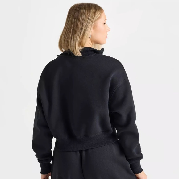 Women’s Nike Sportswear Phoenix Fleece Black Half Zip Cropped Pullover - Picture 2 of 8